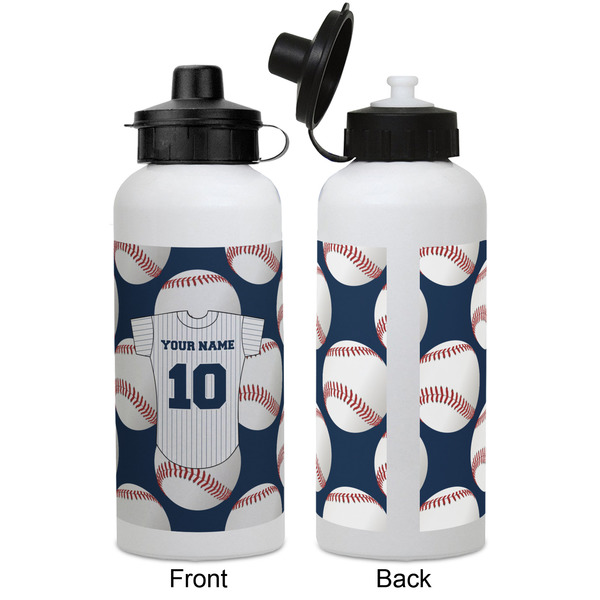 Baseball Jersey Aluminum Water Bottle - White APPROVAL