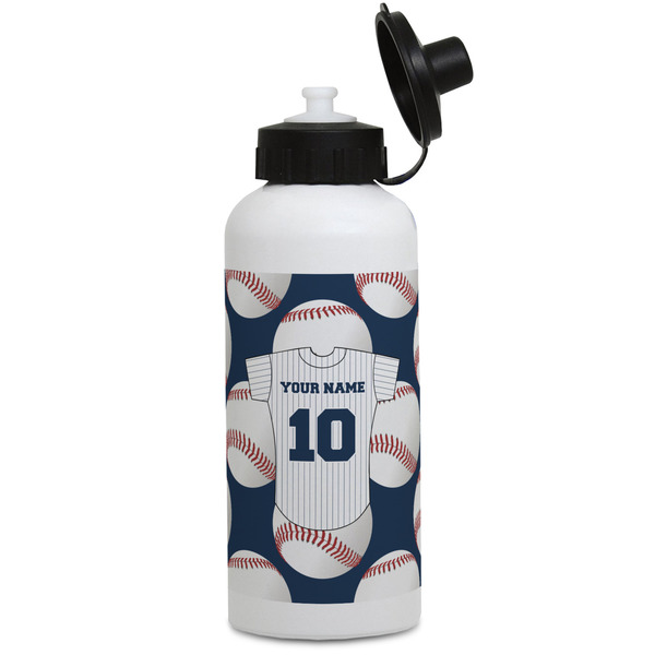 Custom Baseball Jersey Water Bottles - Aluminum - 20 oz - White (Personalized)