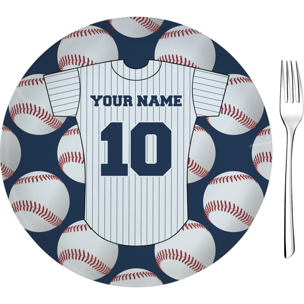 Custom Baseball Jersey 8" Glass Appetizer / Dessert Plates - Single or Set (Personalized)