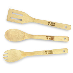 Baseball Jersey Bamboo Cooking Utensil Set - Double Sided (Personalized)