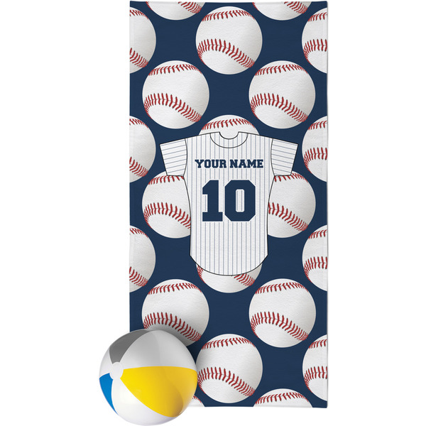 Custom Baseball Jersey Beach Towel (Personalized)