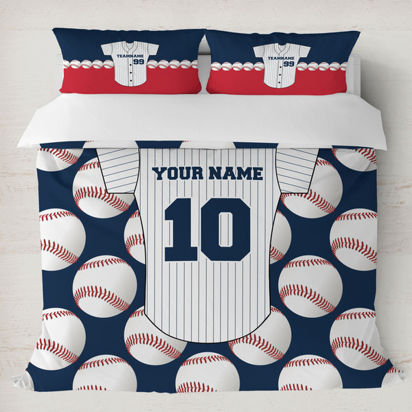 Custom Baseball Jersey Duvet Cover Set - King (Personalized)