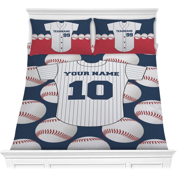 Custom Baseball Jersey Comforter Set - Full / Queen (Personalized)