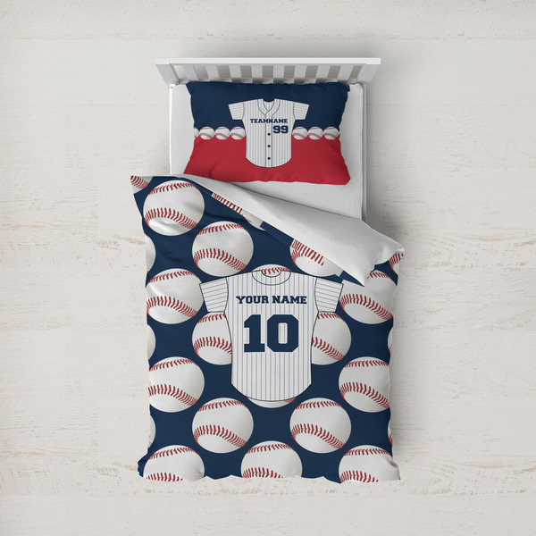Custom Baseball Jersey Duvet Cover Set - Twin (Personalized)