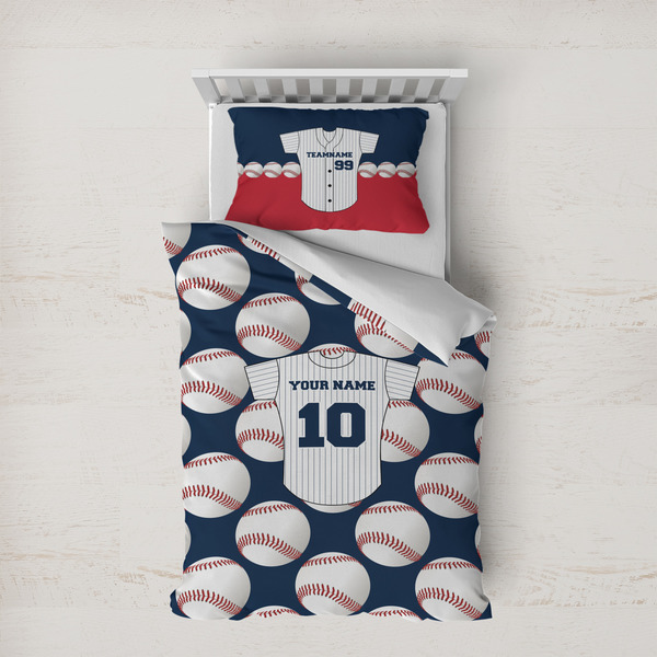 Custom Baseball Jersey Duvet Cover Set - Twin XL (Personalized)