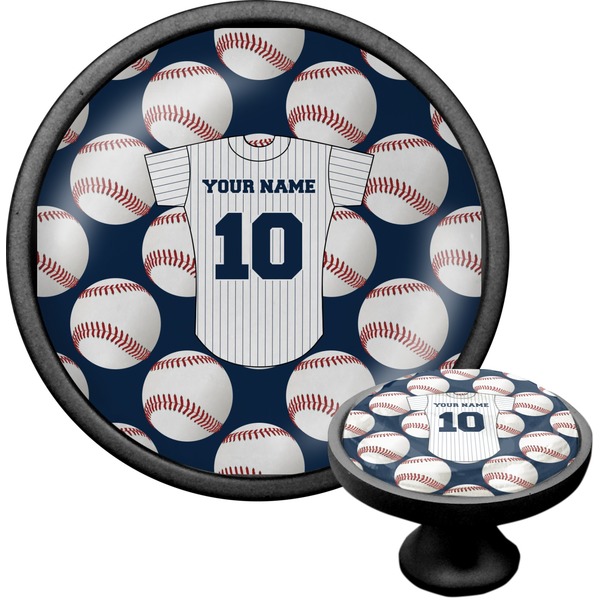 Custom Baseball Jersey Cabinet Knob (Black) (Personalized)