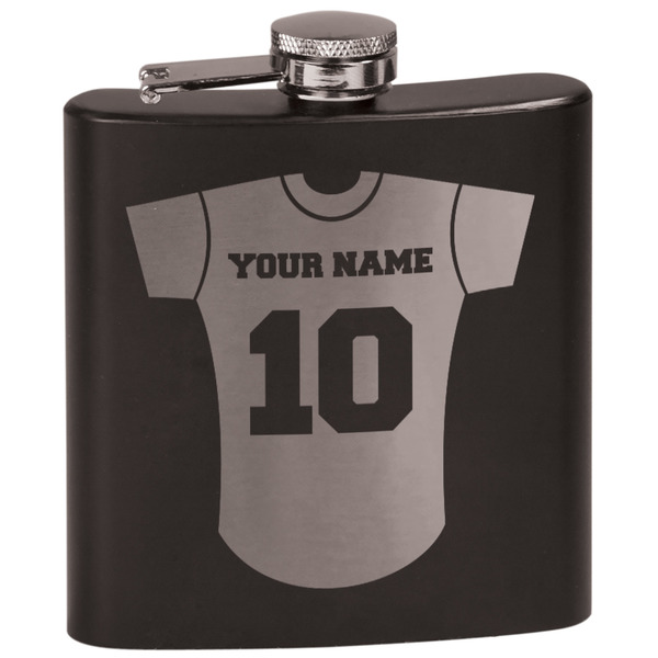 Custom Baseball Jersey Black Flask Set (Personalized)
