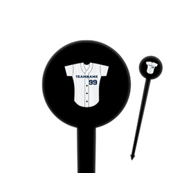 Baseball Jersey 4" Round Plastic Food Picks - Black - Single Sided (Personalized)