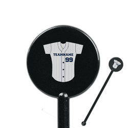 Baseball Jersey 5.5" Round Plastic Stir Sticks - Black - Single Sided (Personalized)