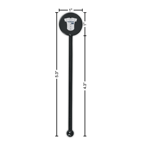 Baseball Jersey Black Plastic 5.5" Stir Stick - Round - Dimensions