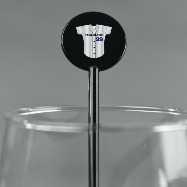 Baseball Jersey Black Plastic 5.5" Stir Stick - Round - Main