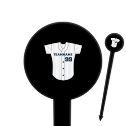 Baseball Jersey 6" Round Plastic Food Picks - Black - Single Sided (Personalized)