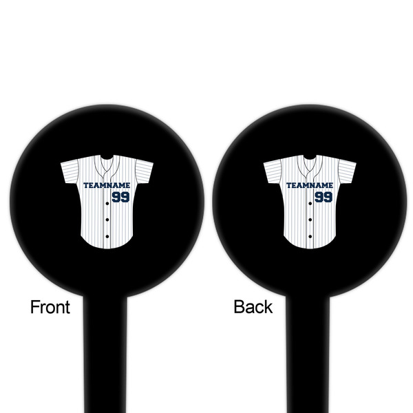 Baseball Jersey Black Plastic 6" Food Pick - Round - Double Sided - Front & Back