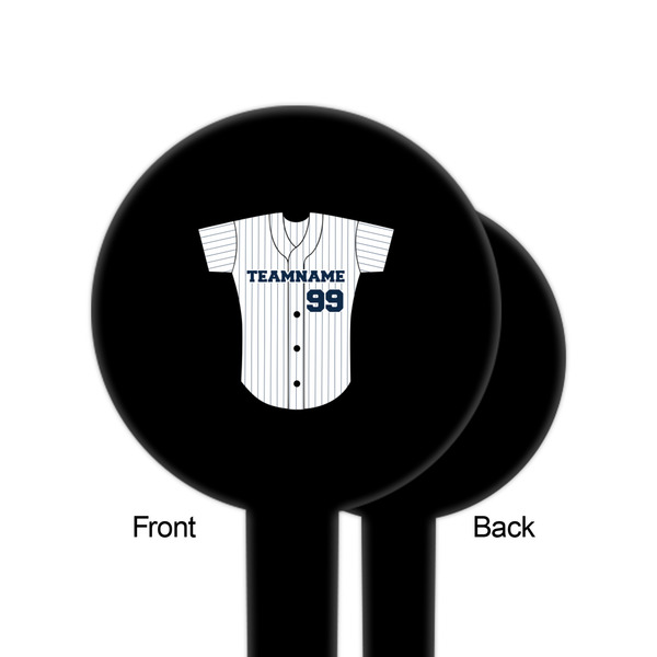 Baseball Jersey Black Plastic 6" Food Pick - Round - Single Sided - Front & Back