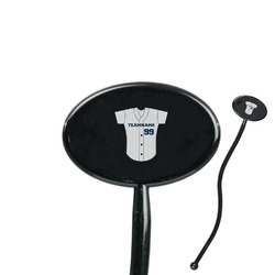 Baseball Jersey 7" Oval Plastic Stir Sticks - Black - Double Sided (Personalized)