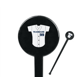 Baseball Jersey 7" Round Plastic Stir Sticks - Black - Single Sided (Personalized)