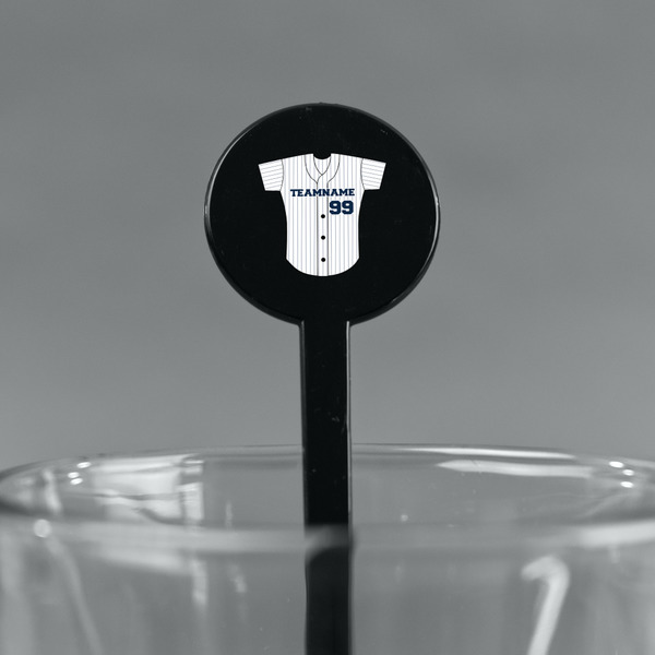 Baseball Jersey Black Plastic 7" Stir Stick - Round - Main