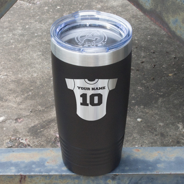 Baseball Jersey Black Polar Camel Tumbler - 20oz - Angled