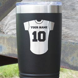 Baseball Jersey 20 oz Stainless Steel Tumbler - Black - Double Sided (Personalized)