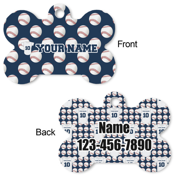 Baseball Jersey Bone Shaped Dog ID Tag - Large - Approval