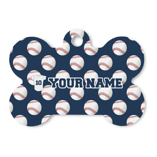 Custom Baseball Jersey Bone Shaped Dog ID Tag (Personalized)