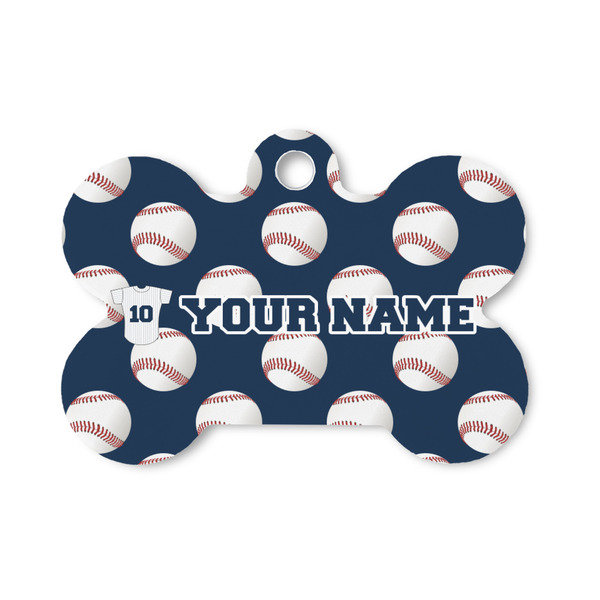 Custom Baseball Jersey Bone Shaped Dog ID Tag - Small (Personalized)