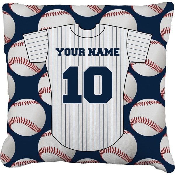 Custom Baseball Jersey Faux-Linen Throw Pillow 18" (Personalized)