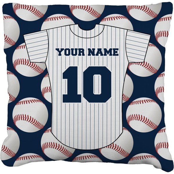 Custom Baseball Jersey Faux-Linen Throw Pillow (Personalized)