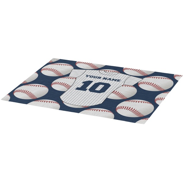Baseball Jersey Burlap Placemat (Angle View)