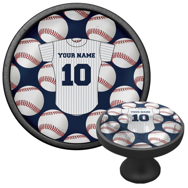 Baseball Jersey Cabinet Knob - Black - Multi Angle
