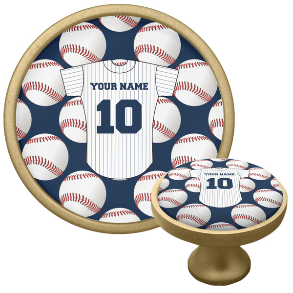 Custom Baseball Jersey Cabinet Knob - Gold (Personalized)