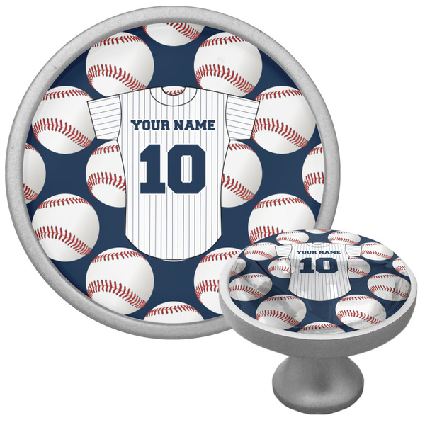 Custom Baseball Jersey Cabinet Knob (Silver) (Personalized)
