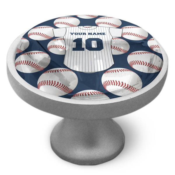 Baseball Jersey Cabinet Knob - Nickel - Side