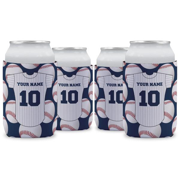 Custom Baseball Jersey Can Cooler (12 oz) - Set of 4 w/ Name and Number