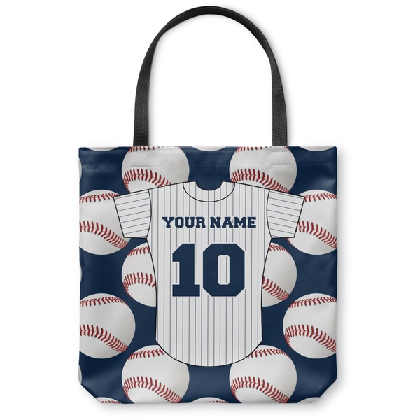 Custom Baseball Jersey Canvas Tote Bag - Large - 18"x18" (Personalized)