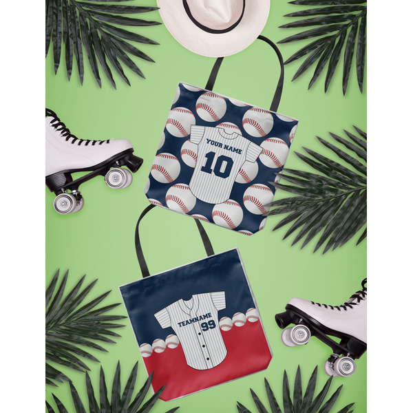 Baseball Jersey Canvas Tote Lifestyle Front and Back- 13x13