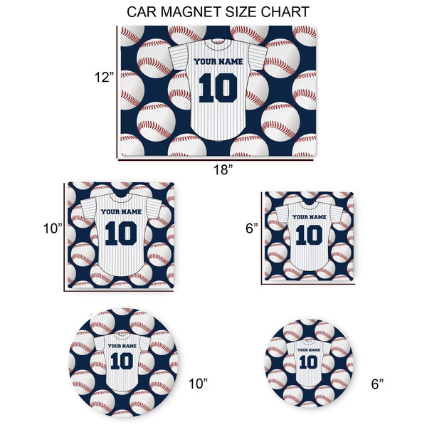 Baseball Jersey Car Magnets - SIZE CHART