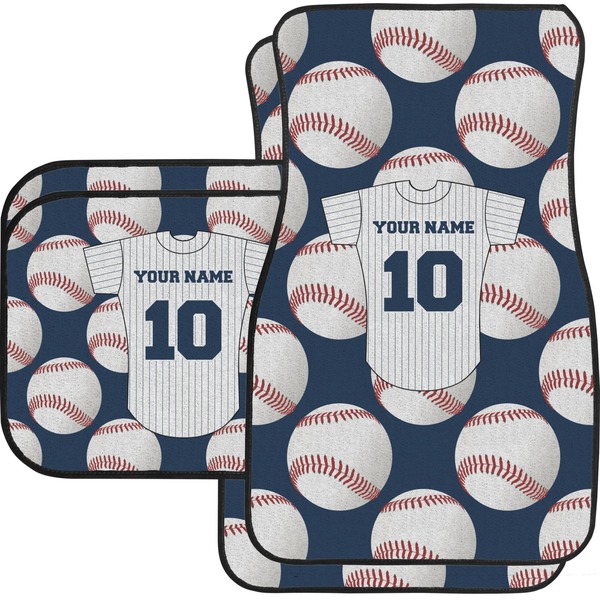 Custom Baseball Jersey Car Floor Mats Set - 2 Front & 2 Back (Personalized)