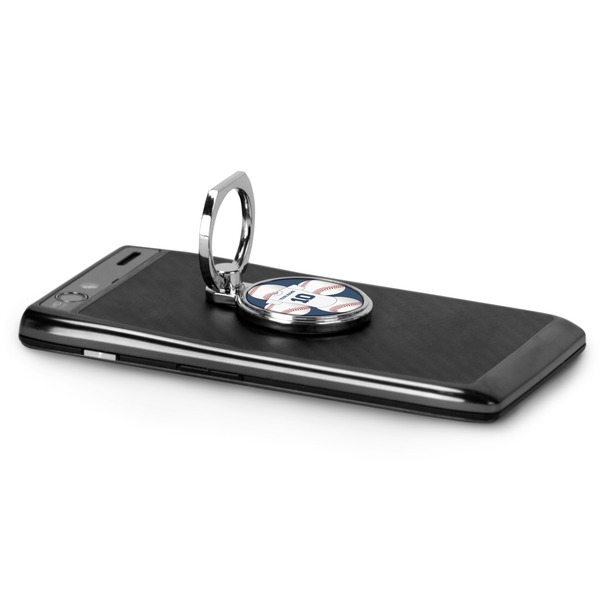 Baseball Jersey Cell Phone Ring & Stand in Use