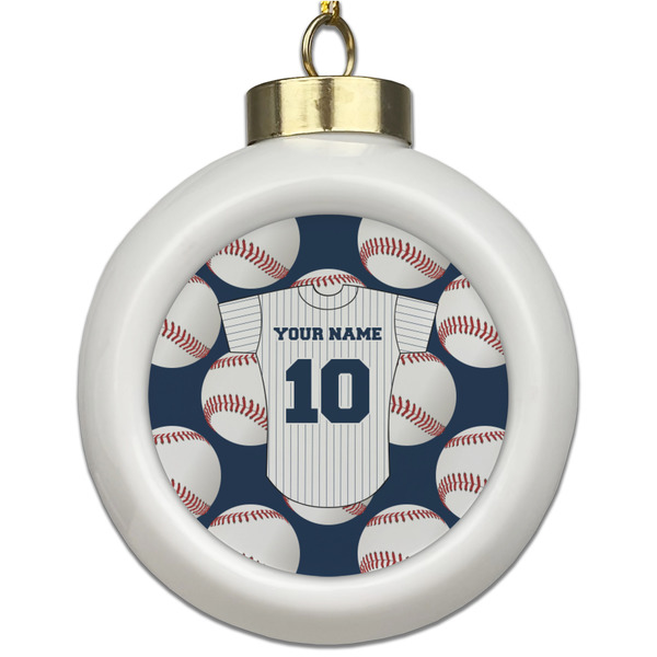 Custom Baseball Jersey Ceramic Ball Ornament (Personalized)