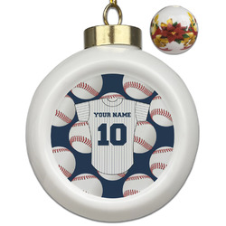 Baseball Jersey Ceramic Ball Ornaments - Poinsettia Garland (Personalized)