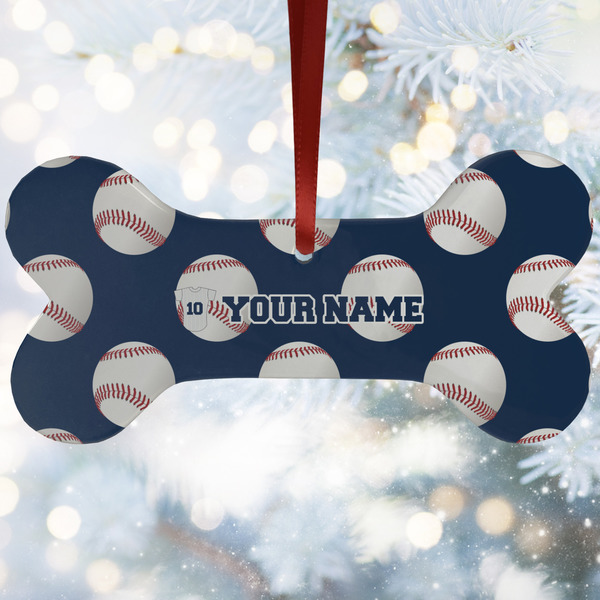 Custom Baseball Jersey Ceramic Dog Ornament w/ Name and Number