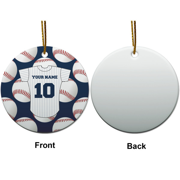 Baseball Jersey Ceramic Flat Ornament - Circle Front & Back (APPROVAL)