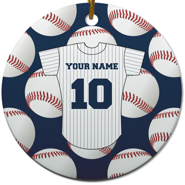 Baseball Jersey Ceramic Flat Ornament - Circle (Front)