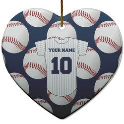 Baseball Jersey Heart Ceramic Ornament w/ Name and Number