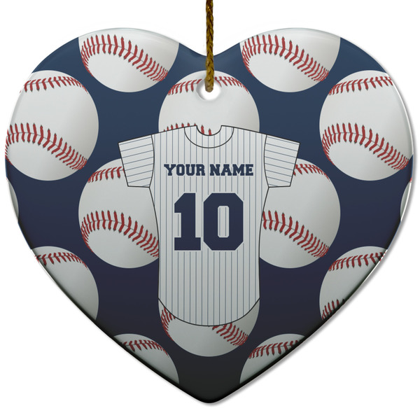 Baseball Jersey Ceramic Flat Ornament - Heart (Front)