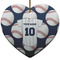 Baseball Jersey Ceramic Flat Ornament - Heart (Front)