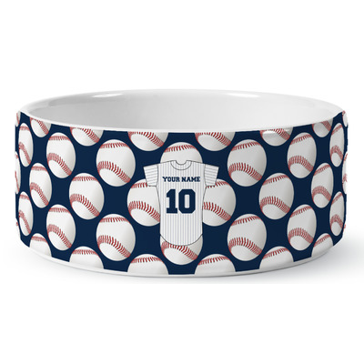 Baseball Jersey Ceramic Dog Bowl - Medium (Personalized)
