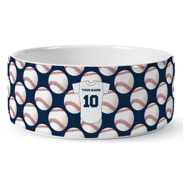 Custom Baseball Jersey Ceramic Dog Bowl - Medium (Personalized)