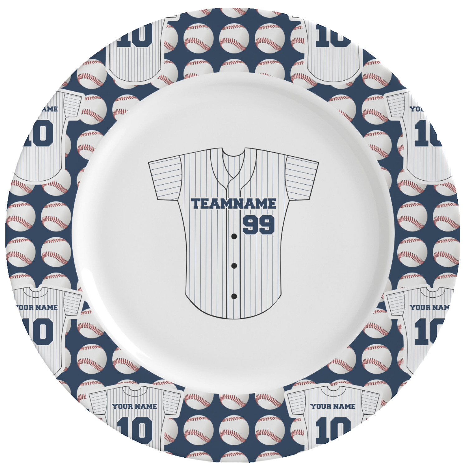 Baseball Jersey Ceramic Dinner Plates (Set of 4) (Personalized